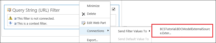 Connections - Send Filter Values To