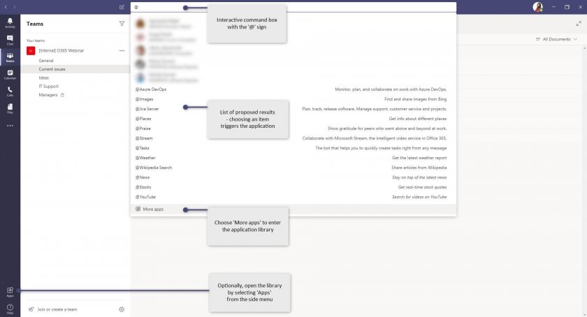 6 MS Teams Command Box applications list e1588160323657 - Microsoft Teams – improve your productivity with the command box