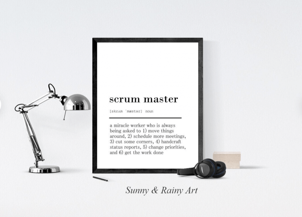 Plakat z definicją Scrum Mastera