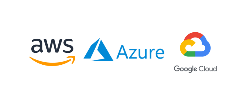AWS, Azure and Google Cloud logos