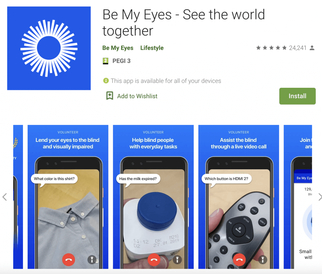 Przykłady wykorzystania aplikacji Be My Eyes