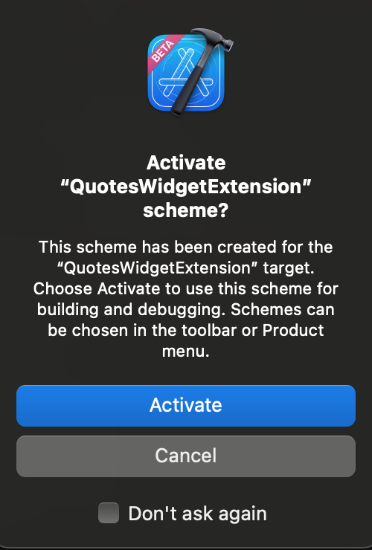 Activate "quotesWidgetExtention" scheme?