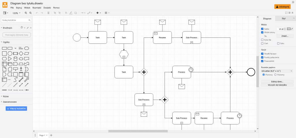 Interfejs programu Diagrams.net/Draw.io