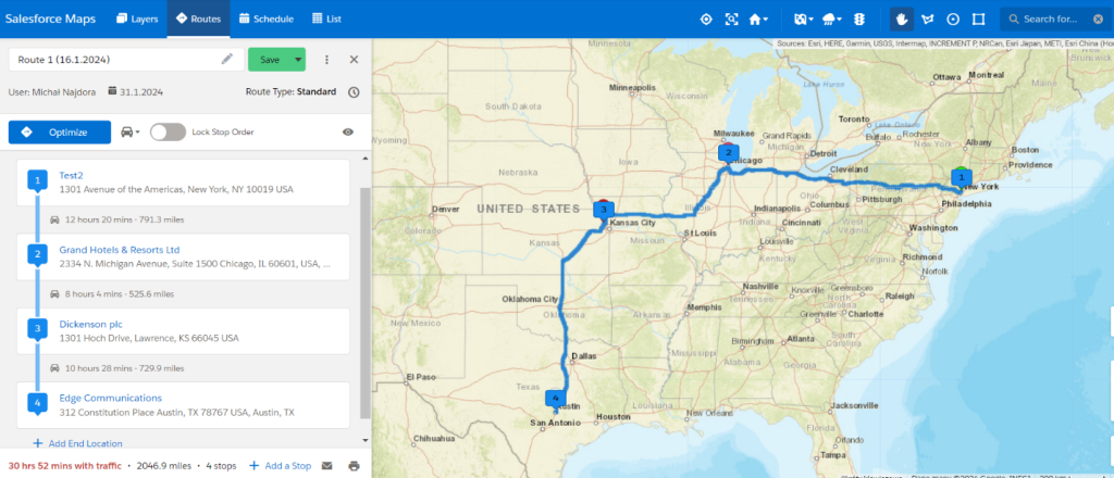 Salesforce Maps – route planning and optimization