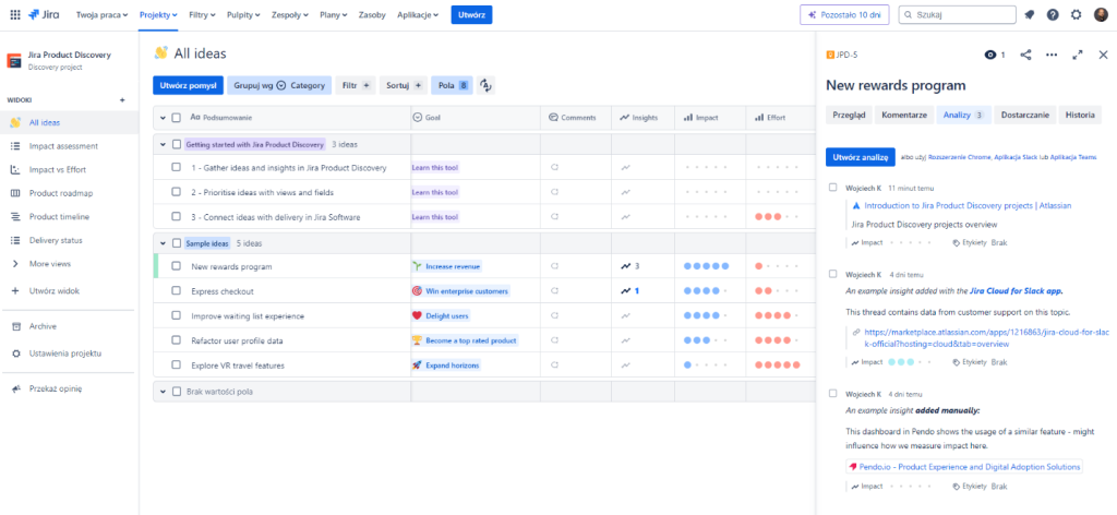 Jira Product Discovery – analizy