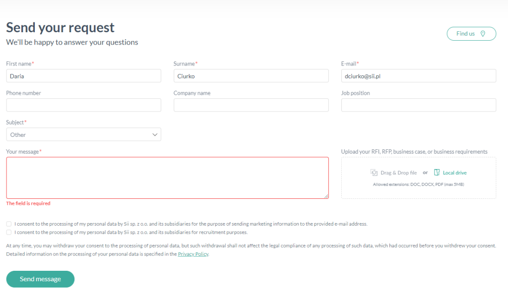 Tested contact form