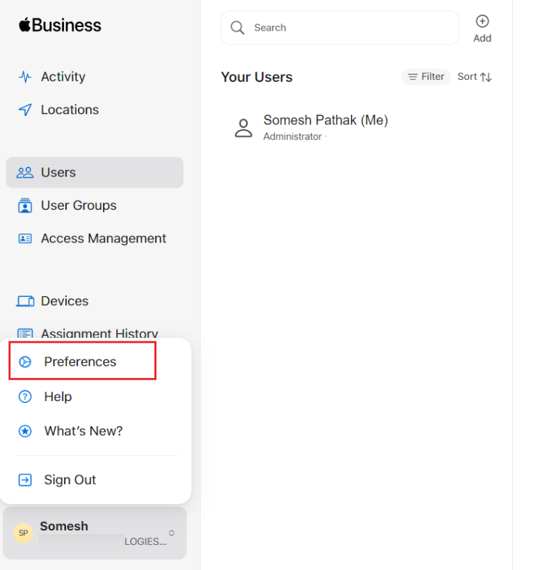 Configuring the Apple Business Manager (ABM) servic