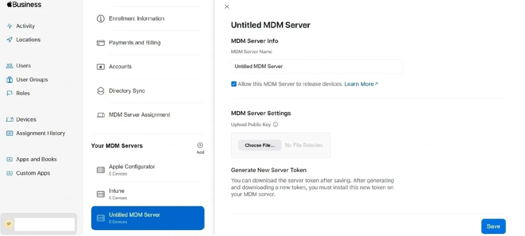 Adding an MDM server