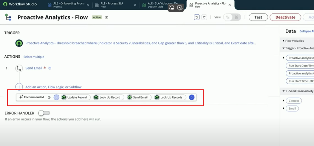 Additional recommended steps are automatically available based on the provided prompt and previous configurations