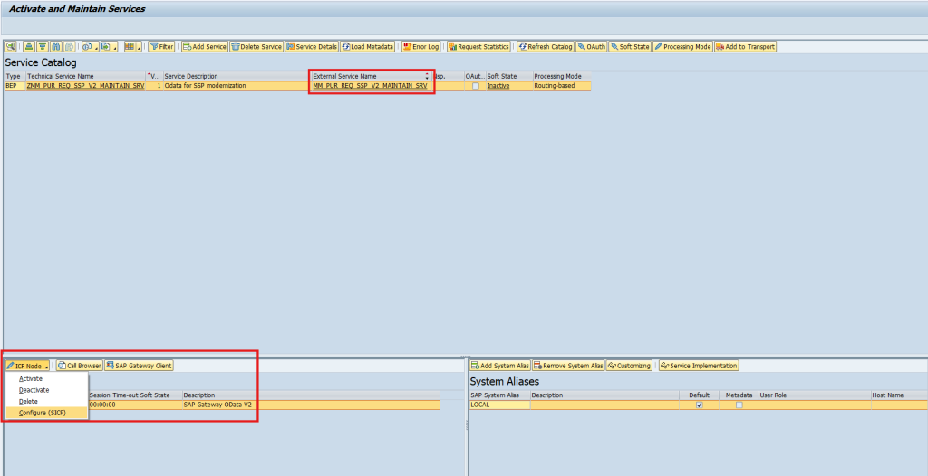 Activate and maintain services – navigating to SICF configuration