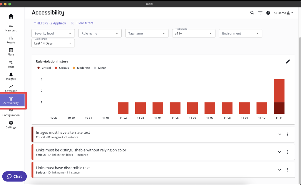 Wygląd Accessibility Dashboard