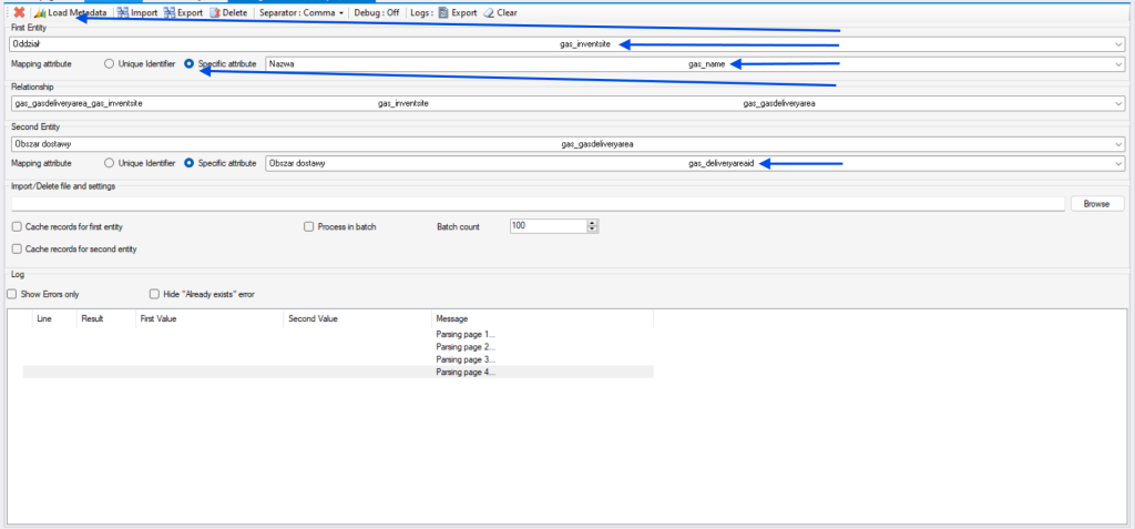 Konfiguracja Manage NN relationships