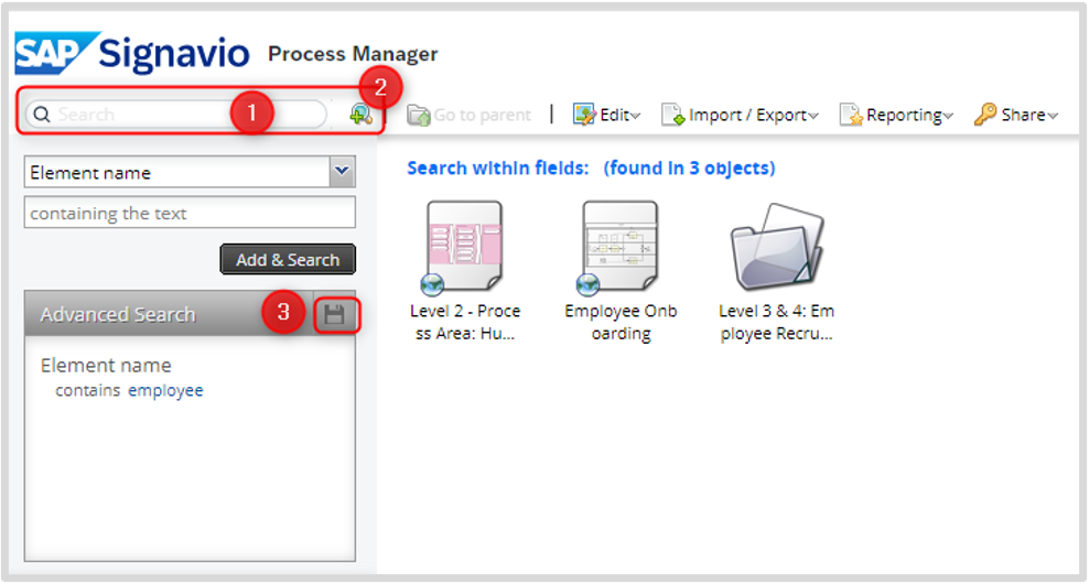Searching in SAP Signavio Process Manager