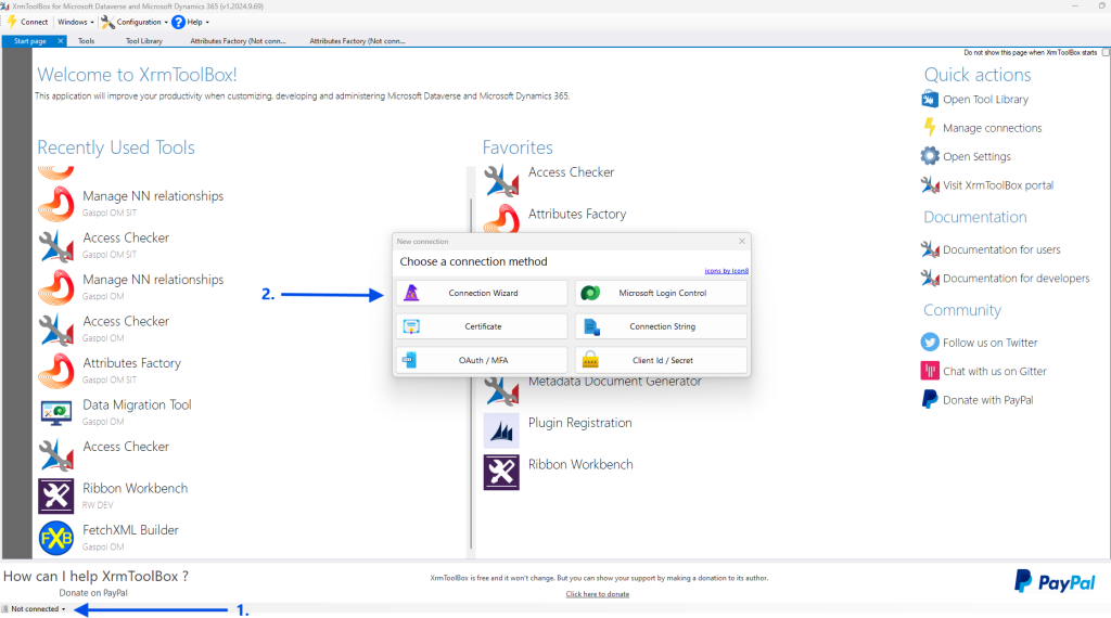 Connection Wizzard w XRM Toolbox