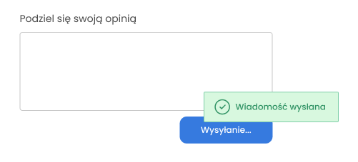 Po wysłaniu wiadomości pojawia się status &bdquo;Wiadomość wysłana&rdquo;.