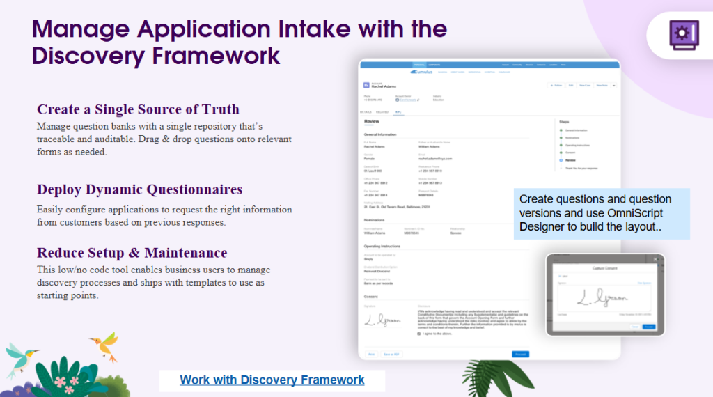 The onboarding process includes stages from application to opening a customer account (source: Salesforce)