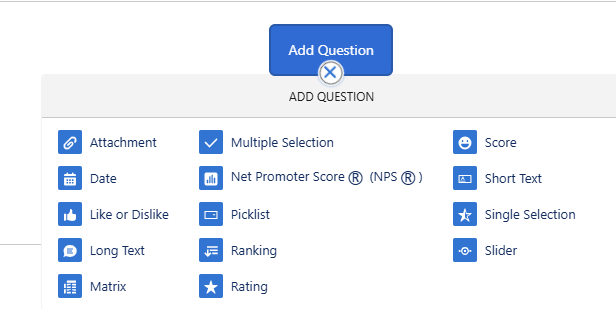 Typy odpowiedzi (*odpowiedzi typu Matrix oraz Attachment dostępne są tylko w licencjach Feedback Management)