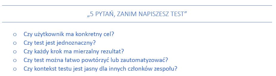 5 pytań zanim napiszesz test