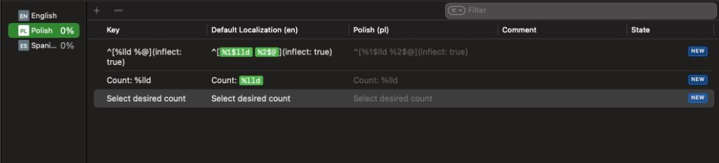 Klucze dodane do projektu przy pierwszym zbudowaniu projektu