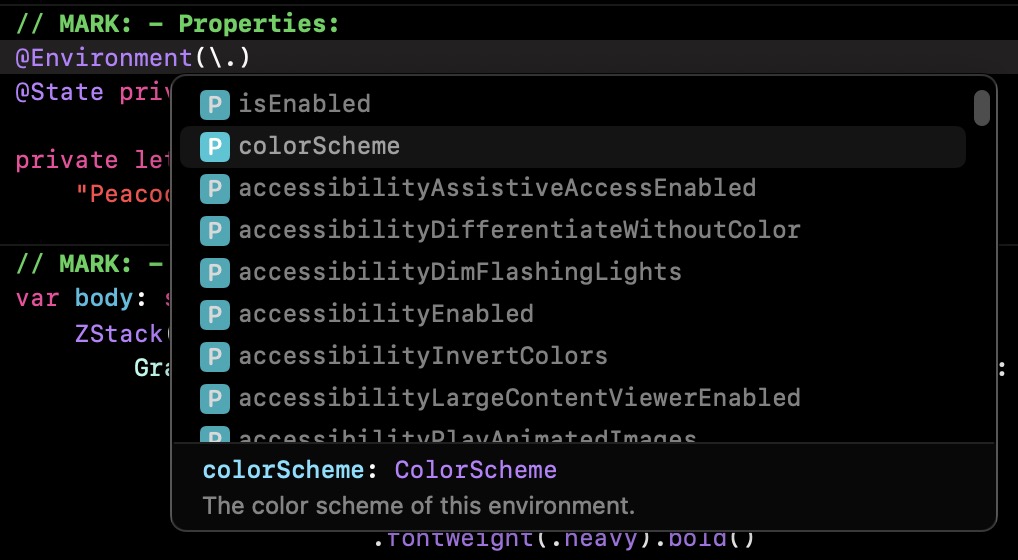 Code snippet 7: Przykłady zmiennych enviromnent