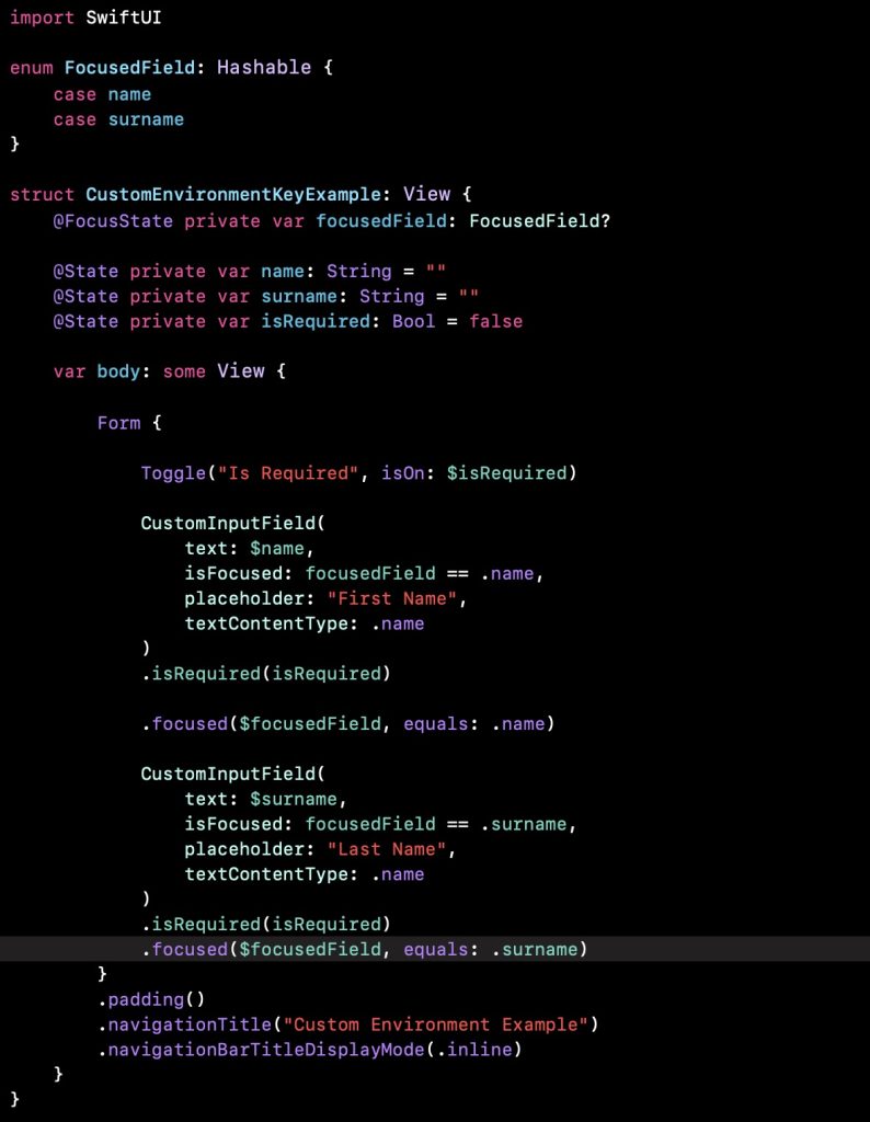Code snippet 12: FocusState