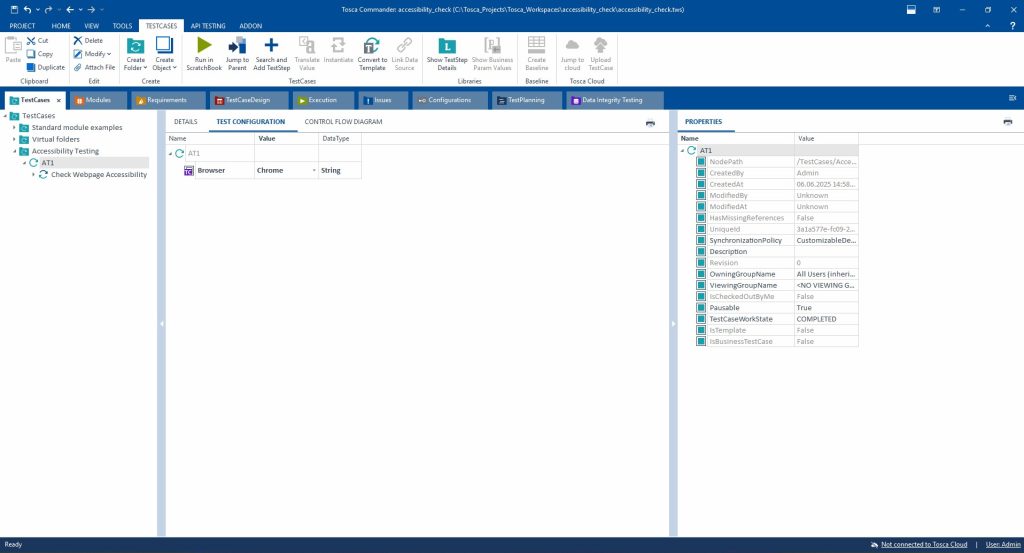 Widok Test Configuration &ndash; dodanie parametru Browser
