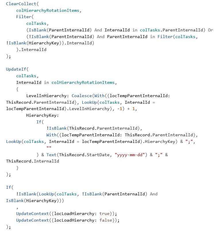 Code executed during toggle activation: