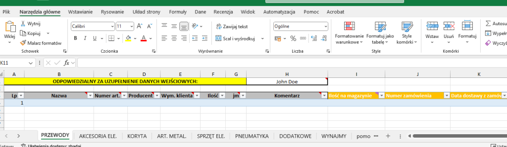 Ryc. 1 Lista materiałowa Lista materiałowa