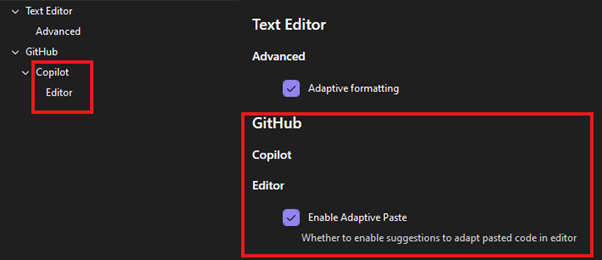 Ustawienia Adaptive Paste