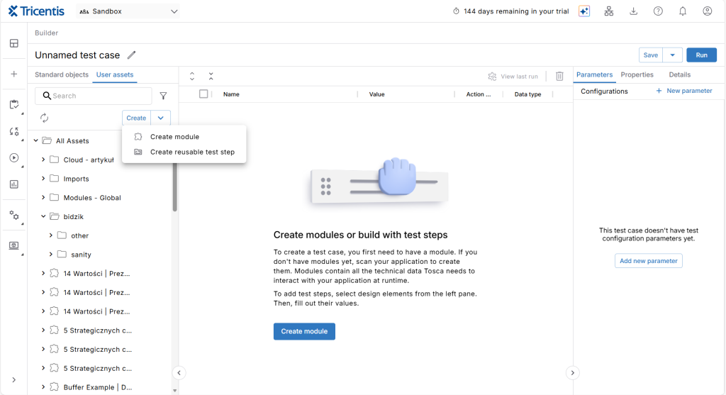 Tosca Cloud Builder &ndash; test case